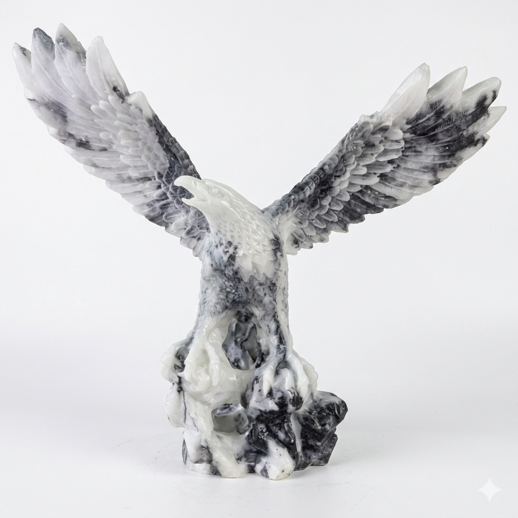 12" Majestic Eagle Statue - Hand-Cast Stone Finish Figurine, for Home Decor - Symbol of Power & Prosperity, Luxury Gift for Office & Living Room