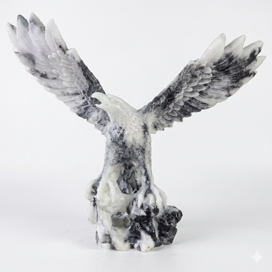 12" Majestic Eagle Statue - Hand-Cast Stone Finish Figurine, for Home Decor - Symbol of Power & Prosperity, Luxury Gift for Office & Living Room