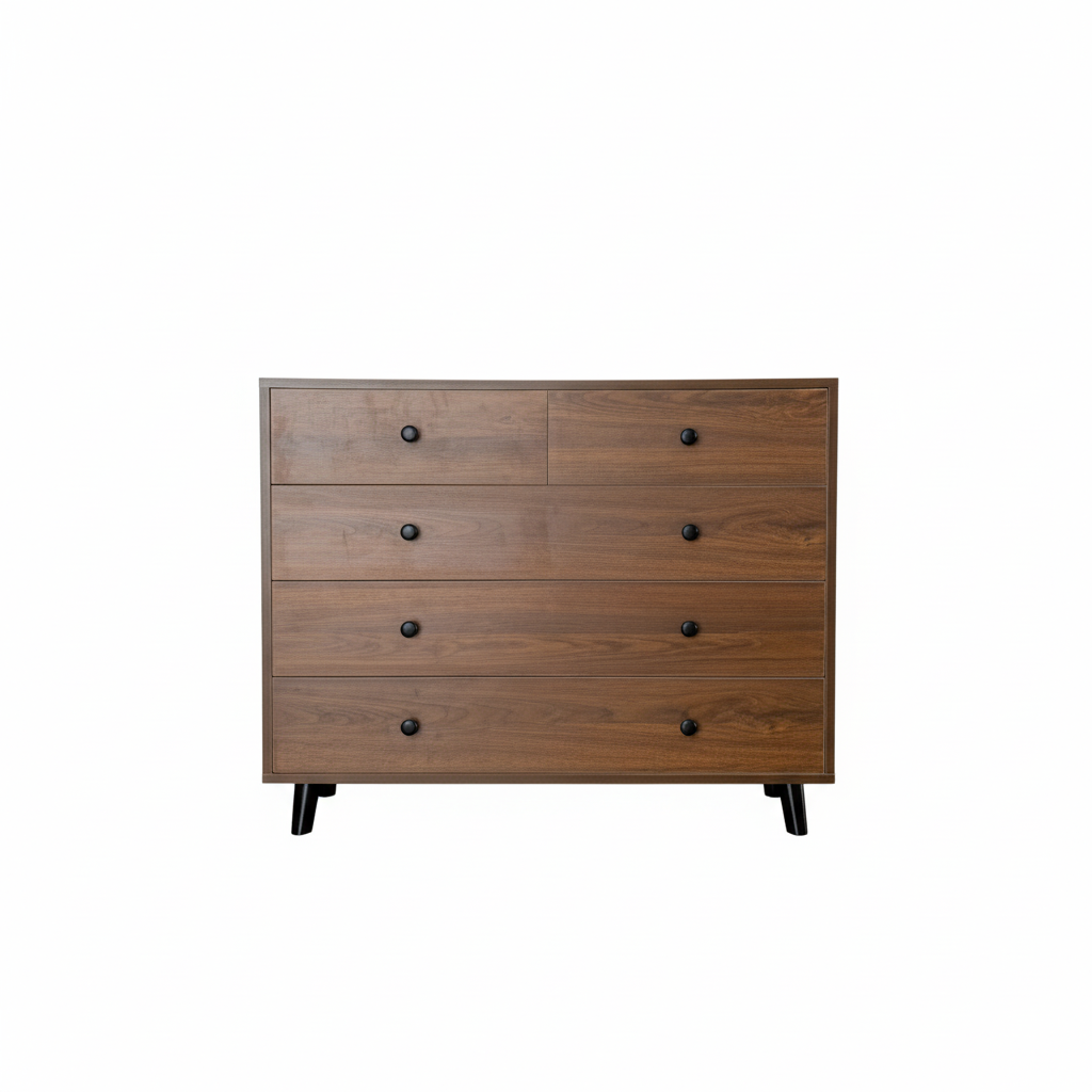 Modern Wooden Drawer Cabinet 5-Drawer Storage Dresser for Bedroom, Living Room, Kids Room and Vanity – MDF Wood