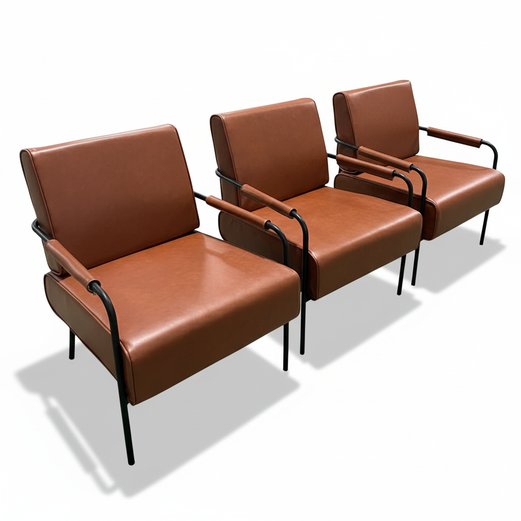 8 x Modern Upholstered Single Cafe Chair with Metal Frame 25.6"x29.5"x29.5"-SH 16.5"