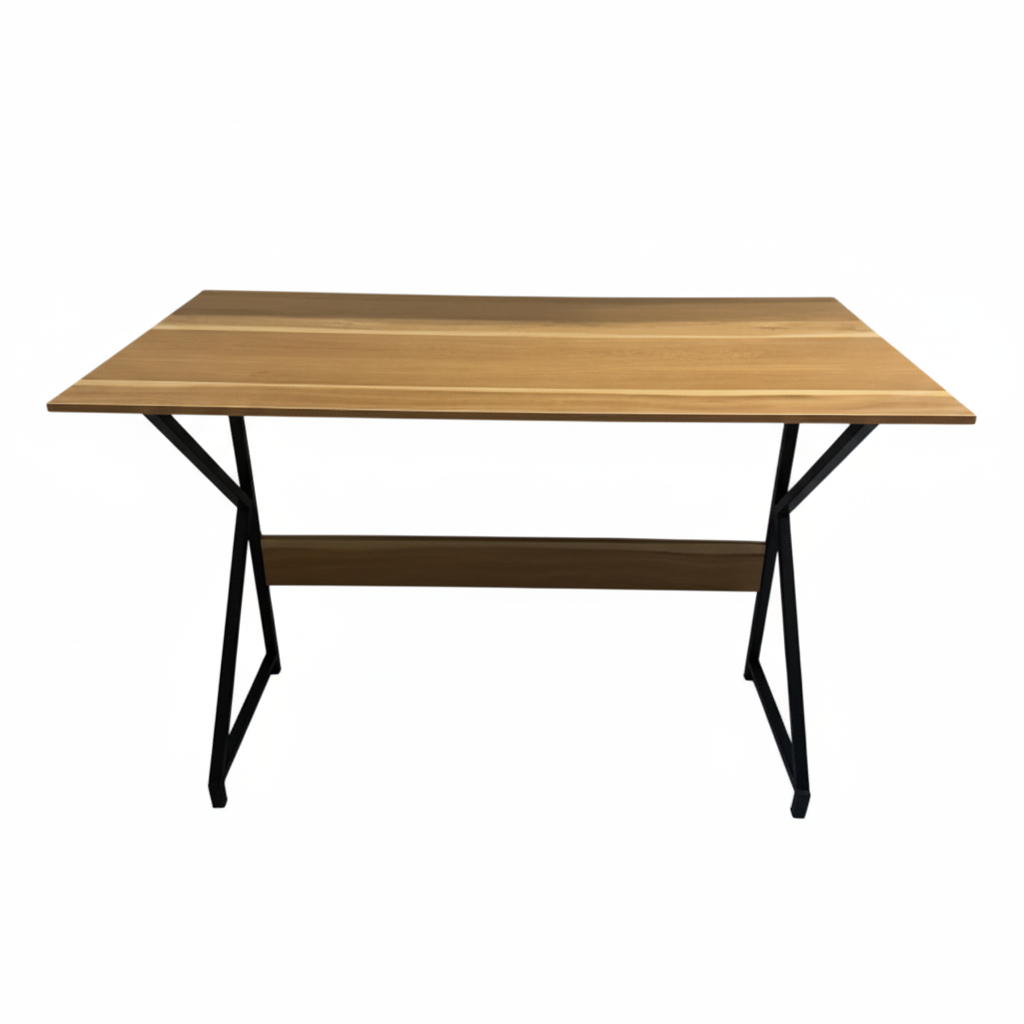 Modern Office Desk with K-Shaped Metal Legs – Wooden Computer Table for Home, Study or Workspace, 39.3 x 29.5 x 15.7 in (100 x 75 x 40 cm)