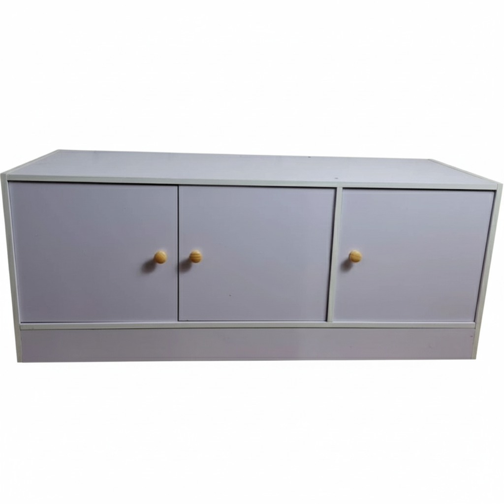 Wooden Storage Cabinet with Doors – Multi-Purpose Side Cabinet, Bedside Storage, Balcony Organizer, TV Stand – 39.4 x 11.8 x 11.8 in (100 x 30 x 30 cm)