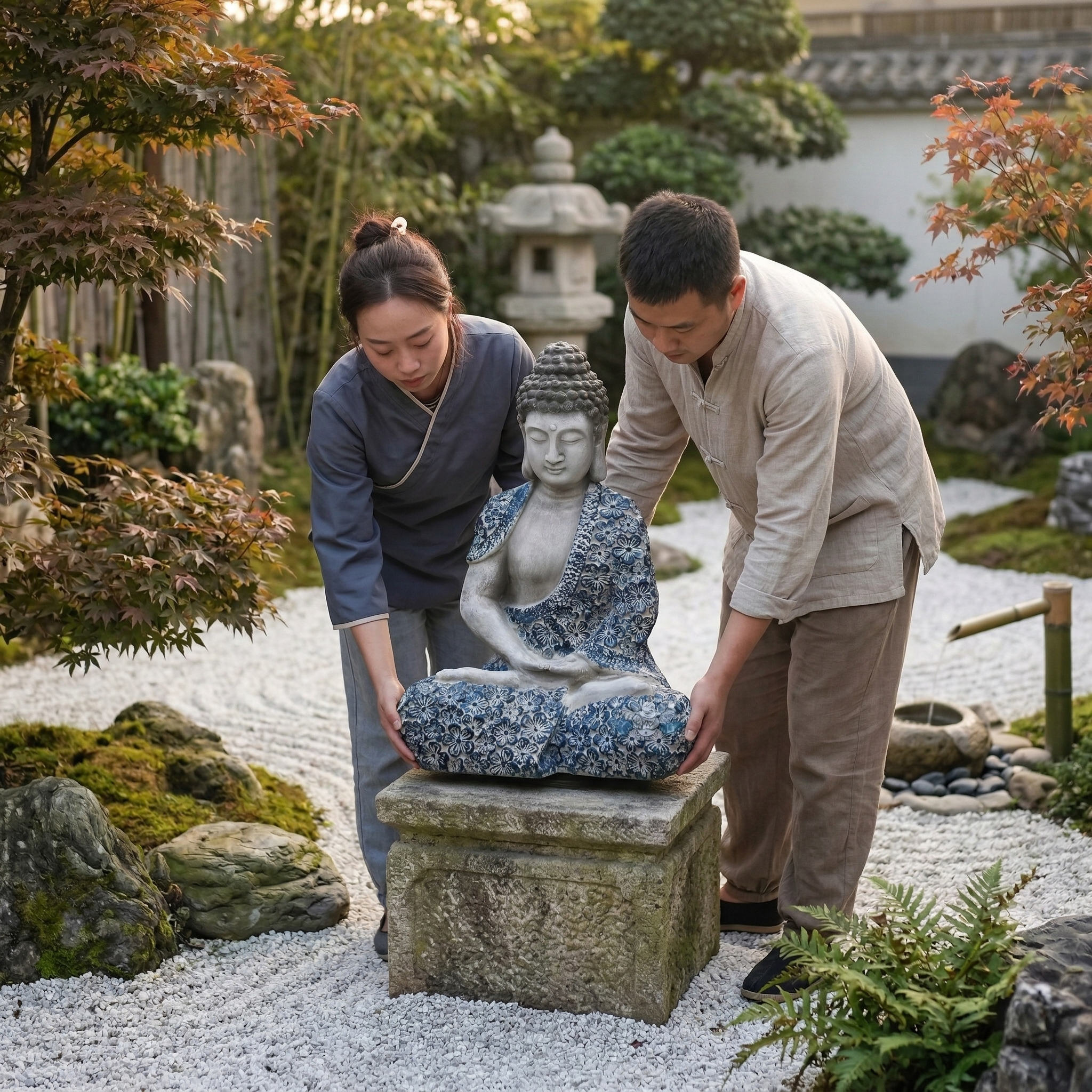 Shakyamuni Buddha Statue Sitting on Lotus – Resin Meditation Buddha Sculpture, Zen Garden Decor, Outdoor Feng Shui Buddha Figurine for Home, Patio, Yard, Temple