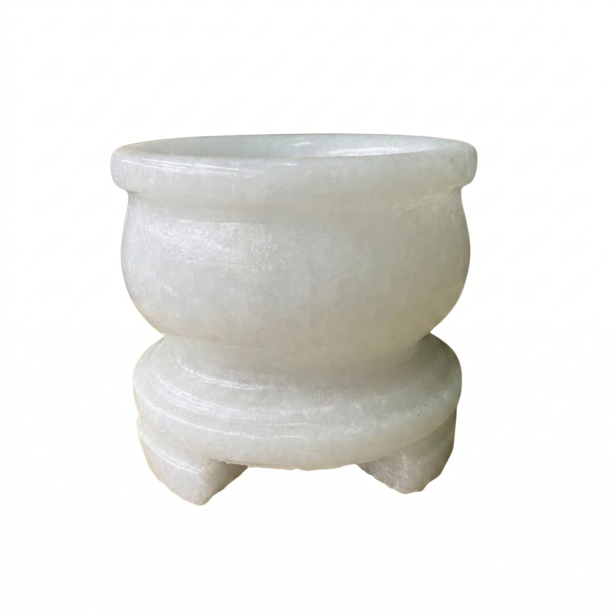 3.5" Natural White Marble Incense Burner - Round Stone Censer for Stick & Cone Incense - Zen Decor for Meditation, Altar, Home Fragrance, and Spa - Hand-Carved White Stone Bowl