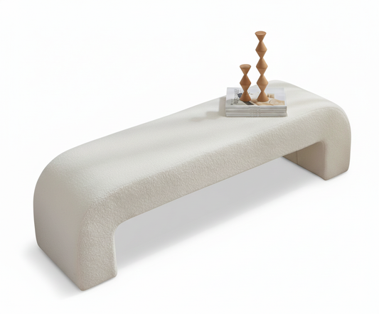 Boucle Modern Hallway Waiting Bench Seat 47" - Chair or Bedroom Bench