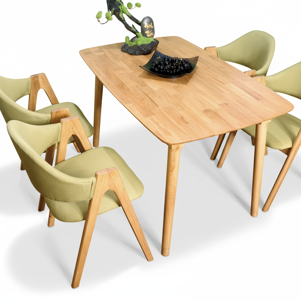 Kikbo Mango Solid Wood Dining Table 47.2"x29.5"x29.5" - Kitchen & Dining Table with Sturdy 4-Leg Base, Protective PU Coating, Easy-Clean Water-Resistant Surface