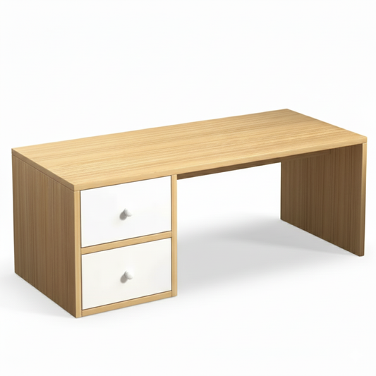 Modern Low Vanity Desk with Drawers – Floor Makeup and Dressing Table, Compact Space-Saving Design for Bedroom, Apartment, or Dorm Room