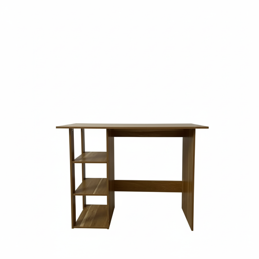 Study Desk with Bookshelf – Compact MDF Office Table with 3 Storage Shelves, Space-Saving Modern Design
