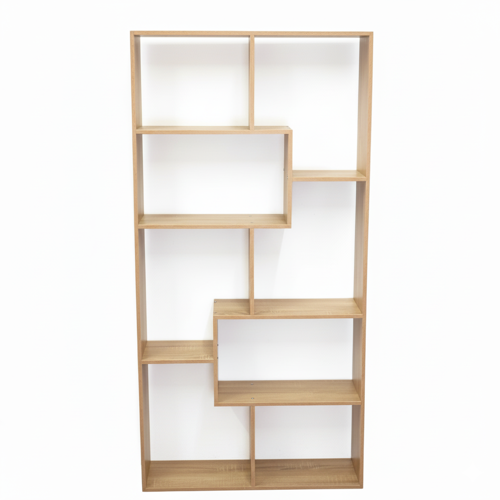 U-Shaped Wooden Floor Bookshelf – Multi-Tier MDF Storage and Display Rack for Living Room or Office, 51.2 x 19.7 in (130 x 50 cm)