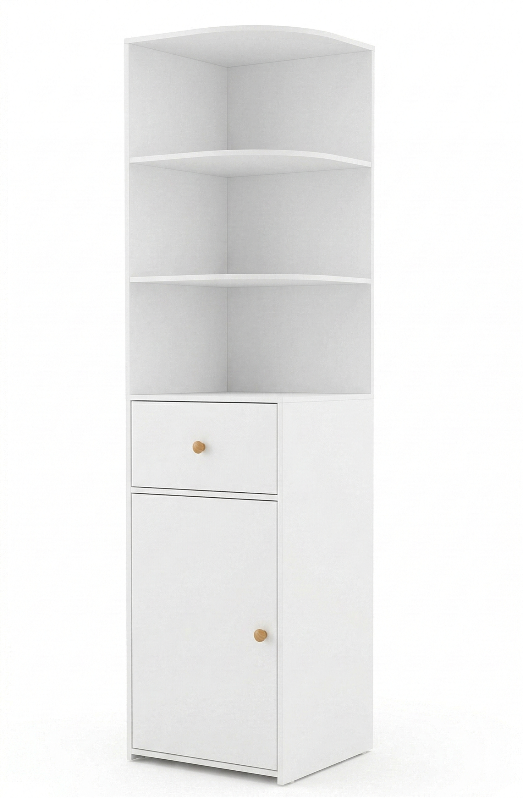 Space-Saving Corner Bookshelf with Storage Cabinet – Compact Wooden Bookcase for Living Room or Bedroom, 9.4 x 9.4 x 51.2 in (24 x 24 x 130 cm)