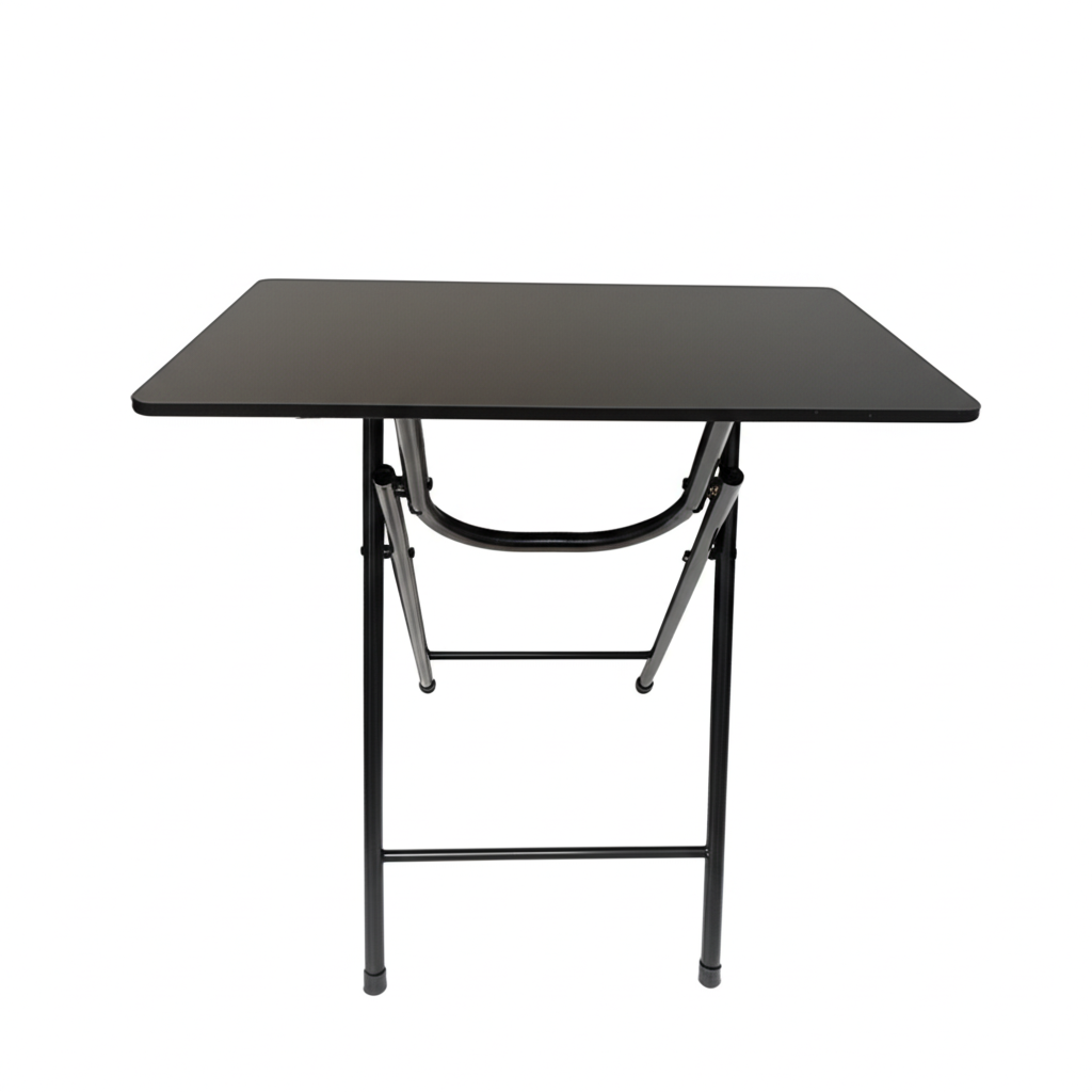 Folding Dining Table with Metal Legs, MDF Top, White Finish – Compact Desk for Kitchen, Office, or Study – 19.6 x 27.5 x 28.7 in (50 x 70 x 73 cm)