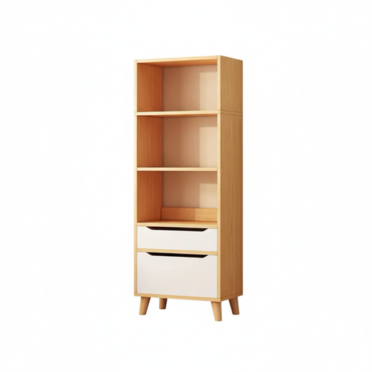 Modern Wooden Floor Bookshelf – Multi-Tier MDF Storage Rack with Melamine Finish, Easy to Assemble