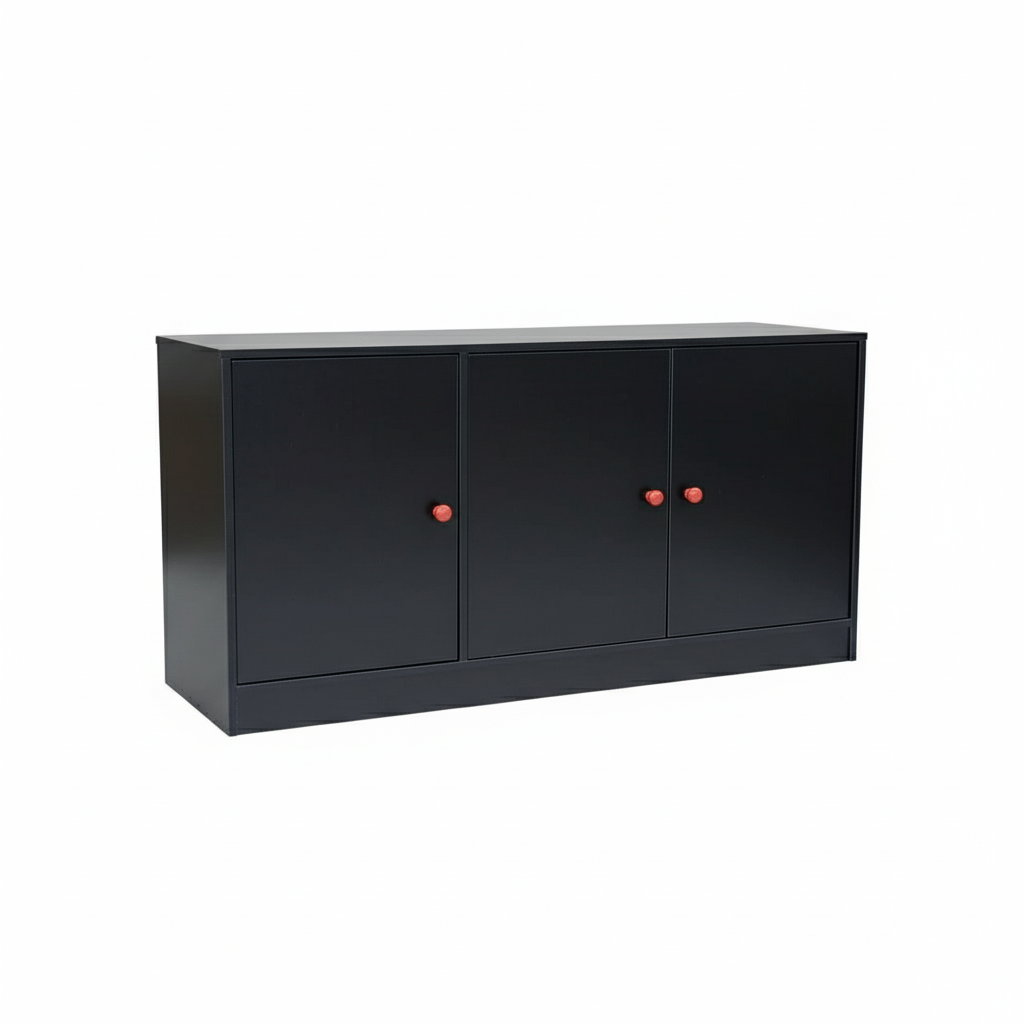 Wooden Storage Cabinet with Doors – Multi-Purpose Side Cabinet, Bedside Storage, Balcony Organizer, TV Stand – 39.4 x 11.8 x 11.8 in (100 x 30 x 30 cm)