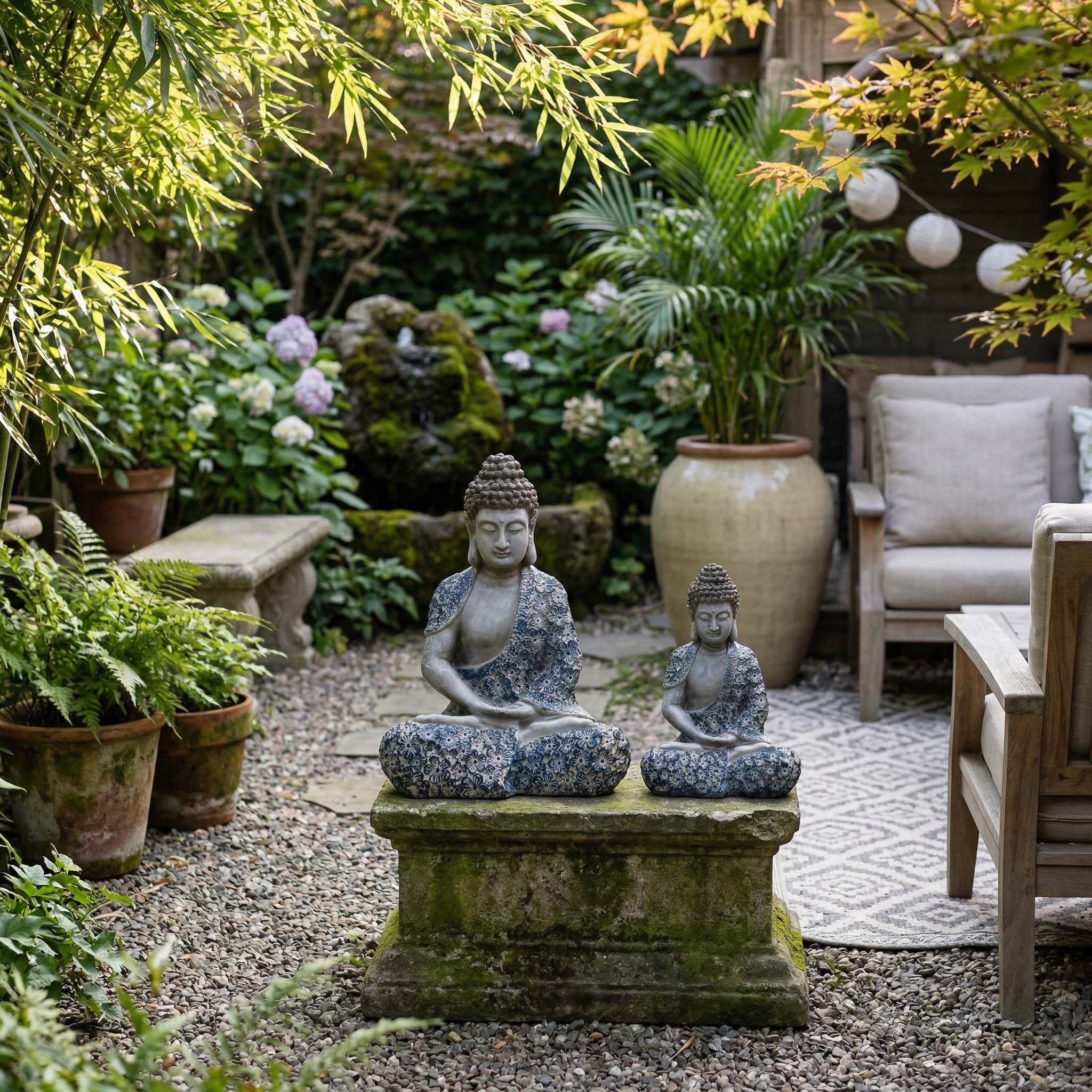 Shakyamuni Buddha Statue Sitting on Lotus – Resin Meditation Buddha Sculpture, Zen Garden Decor, Outdoor Feng Shui Buddha Figurine for Home, Patio, Yard, Temple