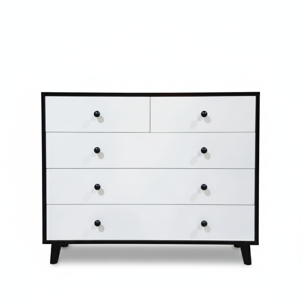 Modern Wooden Drawer Cabinet 5-Drawer Storage Dresser for Bedroom, Living Room, Kids Room and Vanity – MDF Wood