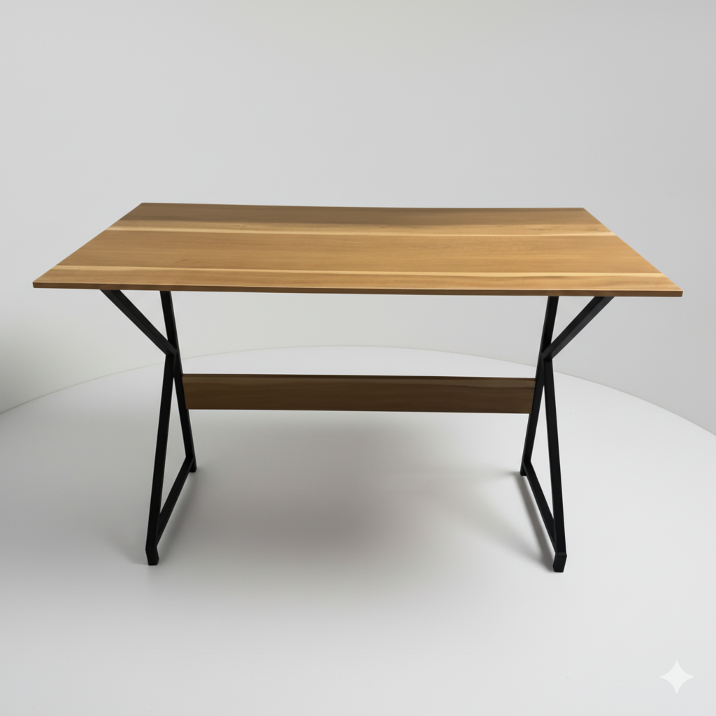Modern Office Desk with K-Shaped Metal Legs – Wooden Computer Table for Home, Study or Workspace, 39.3 x 29.5 x 15.7 in (100 x 75 x 40 cm)