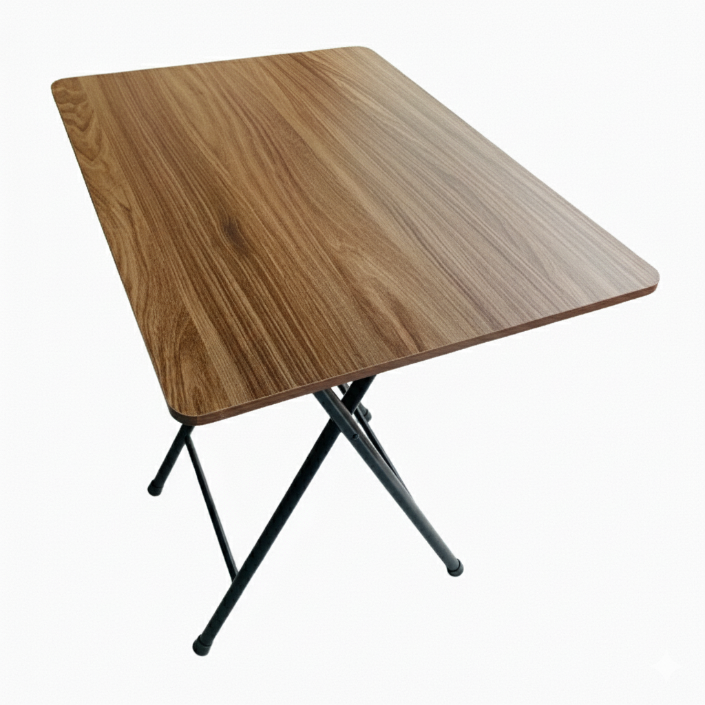 Folding Dining Table with Metal Legs, MDF Top, White Finish – Compact Desk for Kitchen, Office, or Study – 19.6 x 27.5 x 28.7 in (50 x 70 x 73 cm)