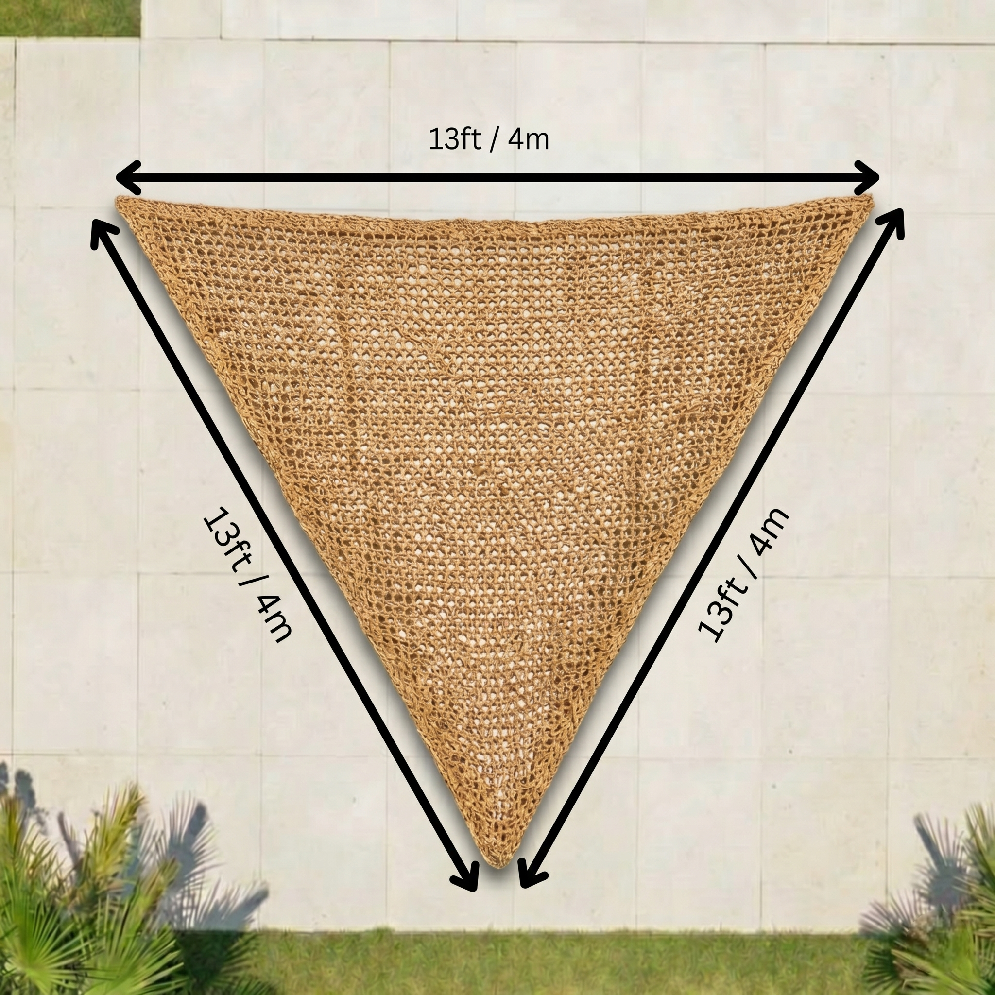 13 Ft Triangle Coconut Fiber Shade Sail – Natural Coir Sun Shade Canopy, Cover for Patio, Garden, Pergola & Backyard – Handmade Outdoor Sunshade Home Beach Restaurant