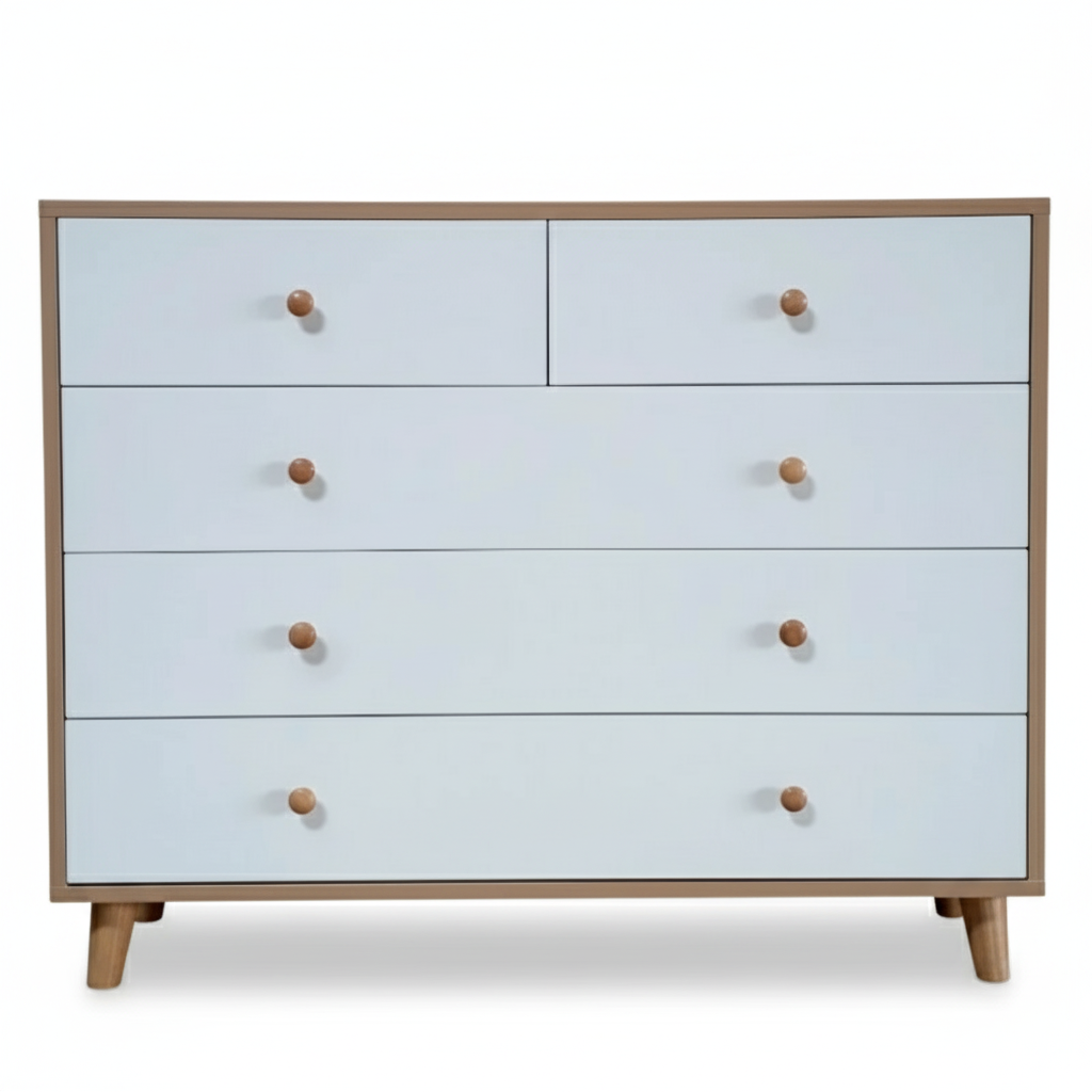 Modern Wooden Drawer Cabinet 5-Drawer Storage Dresser for Bedroom, Living Room, Kids Room and Vanity – MDF Wood