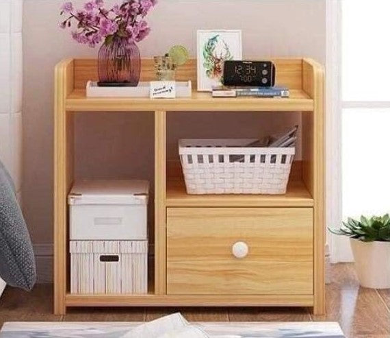 1 Drawer Bedside Table - Storage and Side Compartment with Shelf