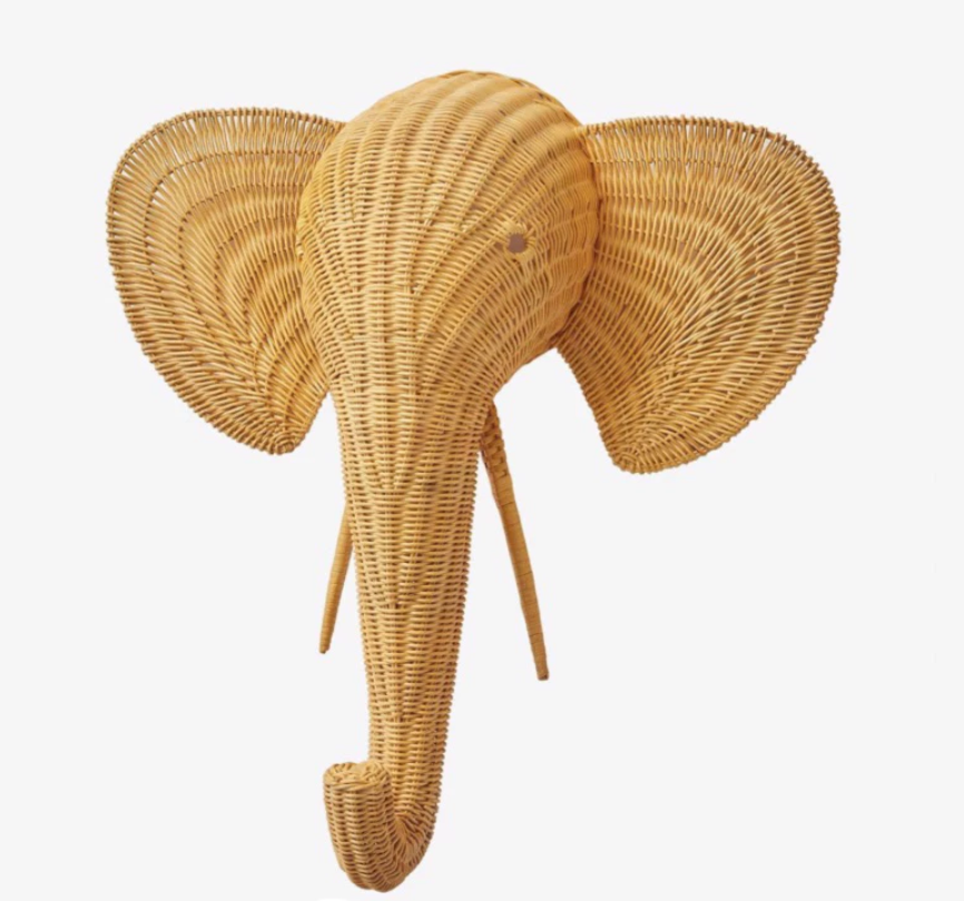 Elephant Rattan Wall Hanging – Natural Handwoven Boho Decor (80x68cm)