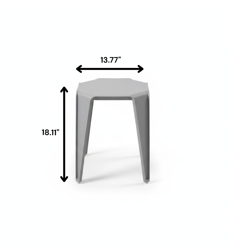 4 or 6 x Modern Style Stackable Plastic Stool, 13.8"x13.8"x17.7"