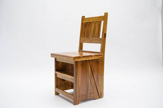 2-in-1 Wooden Folding Ladder Chair – Portable Anti-Slip Step Stool and Seat for Kitchen, Library, or Home Use