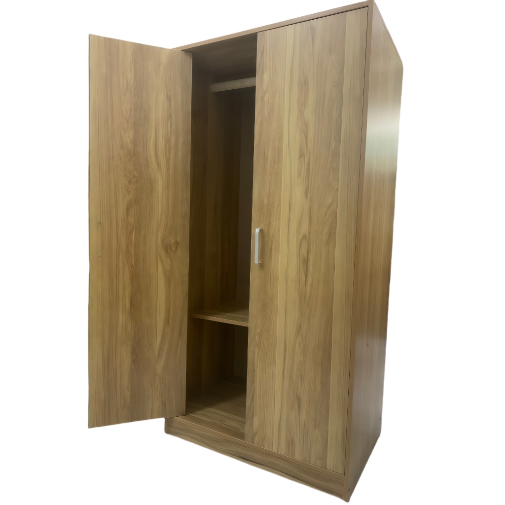 2-Door Wooden Storage Cabinet – 47.2 x 23.6 x 15.7 in (120 x 60 x 40 cm), MDF Wardrobe for Bedroom or Office