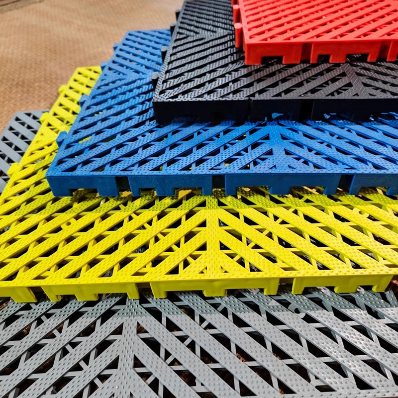 324 Pieces - Heavy-Duty Plastic Floor Covering Tile – Anti-Slip Interlocking Tile for Garage, Car Wash, and Workshop Flooring