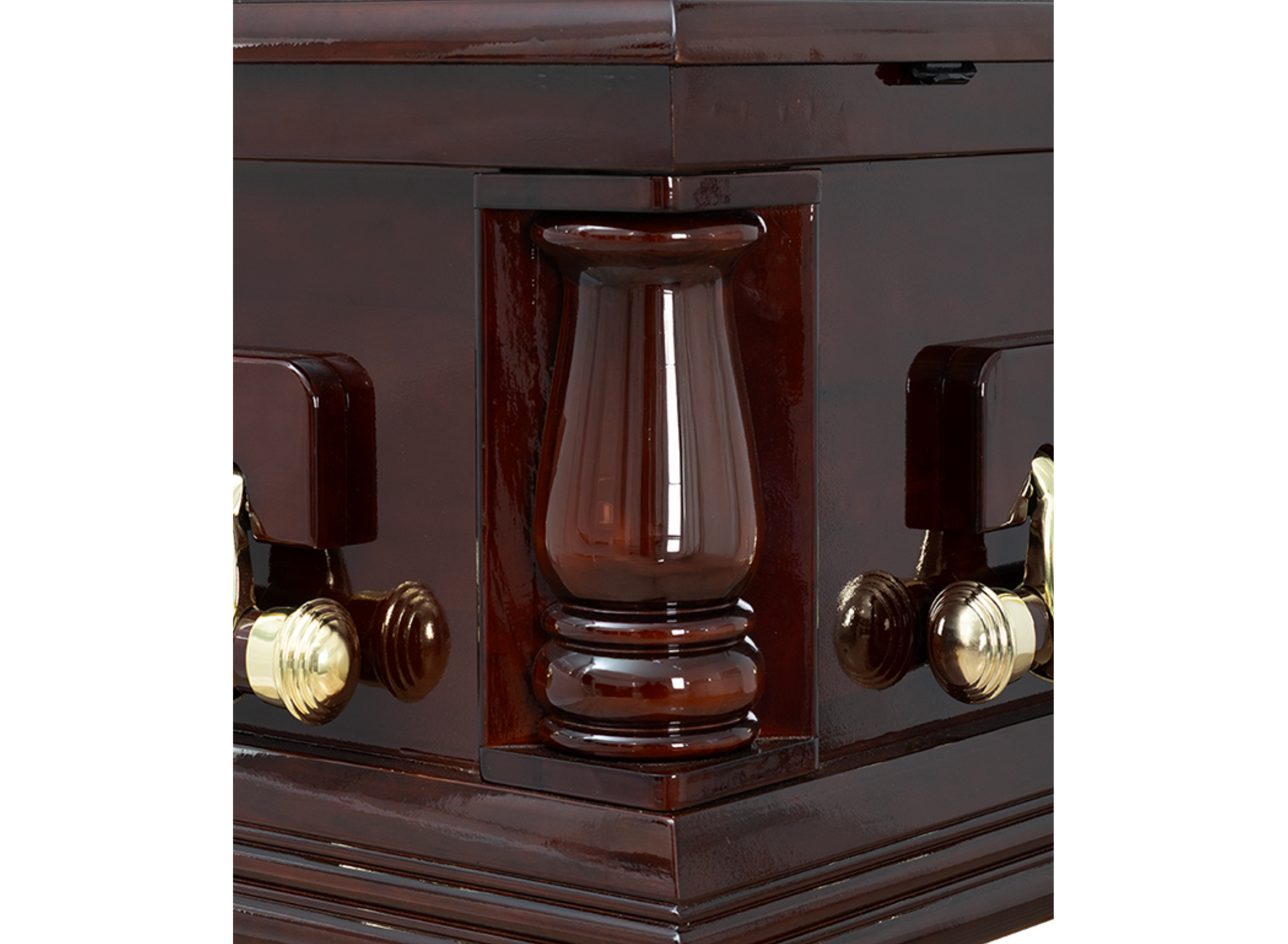 Burial Casket Solid Rosewood Hand Finished with Mahogany Glaze - Adult Size including Cushion and White Fabric Interior