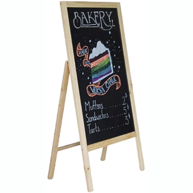 Bundle | Wooden frame Floor-Standing Single-Sided Menu Board 23.6"x47.2" & Accessory combo