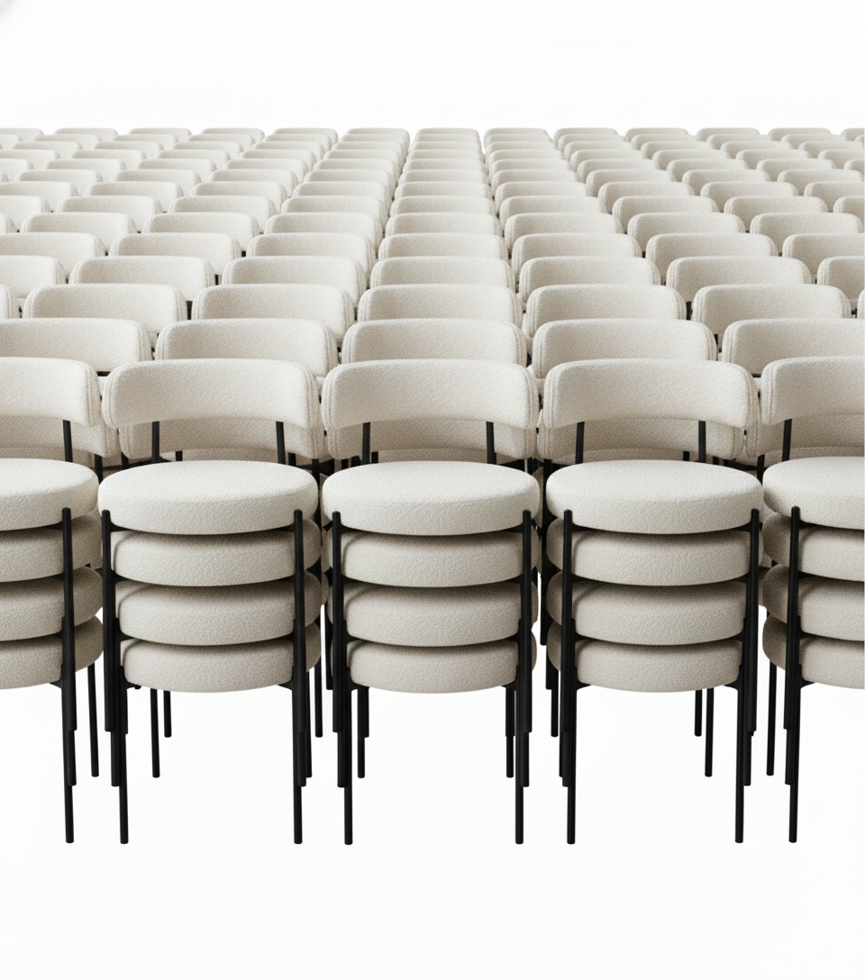 16 units Boucle Fabric & Steel Frame Modern Circular Comfortable Dining Chair