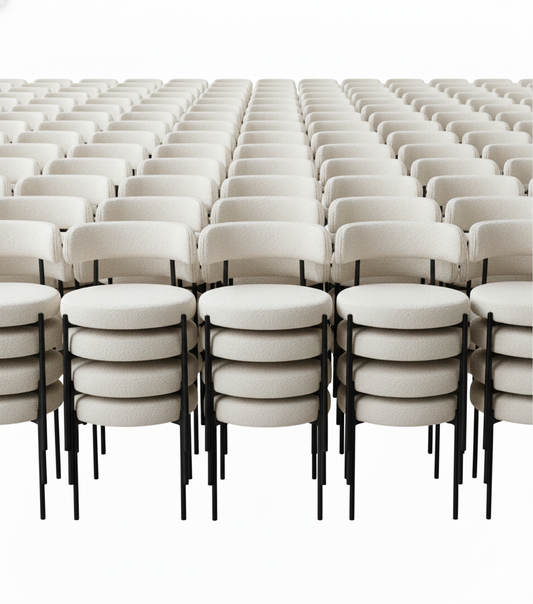 16 units Boucle Fabric & Steel Frame Modern Circular Comfortable Dining Chair