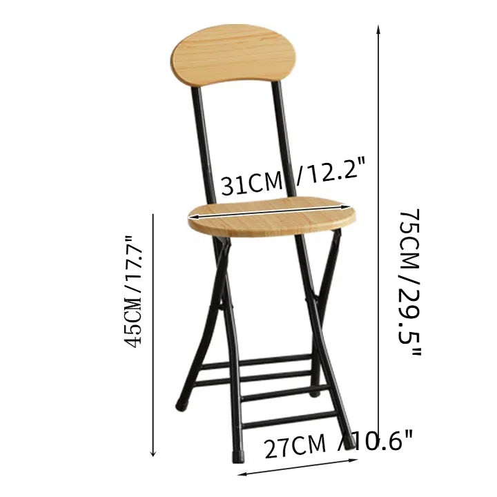 Foldable Wooden Chair with Backrest – Space-Saving Dining or Desk Chair