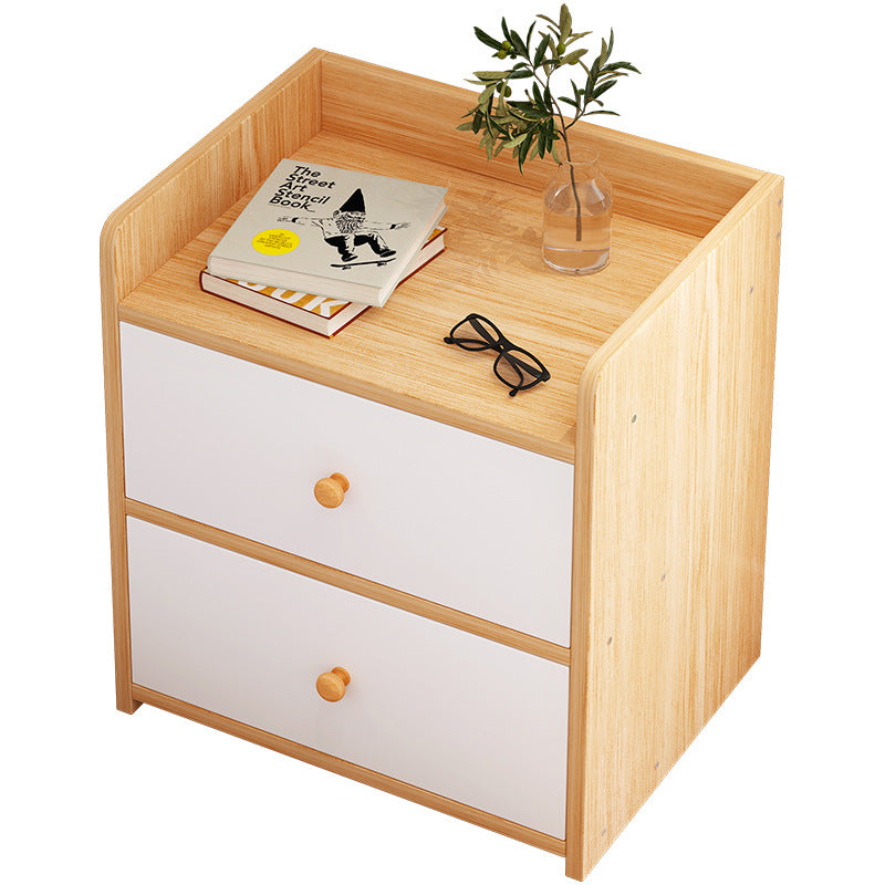 Wooden Bedside Table with 2 Drawers – Minimalist Nightstand Organizer for Bedroom