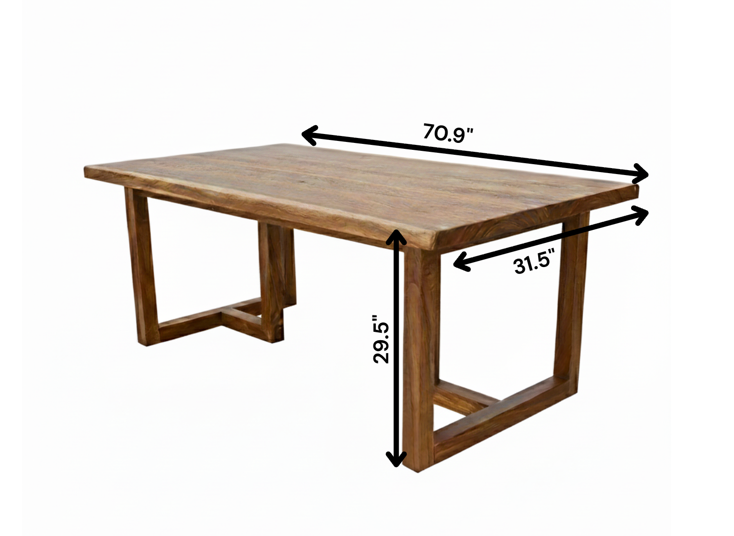 Solid Tamarind Wood Dining Table with 6 Ash Wood Chairs 70.86" x 31.5" x 29.5" for Home, Restaurants, Cafes or Events