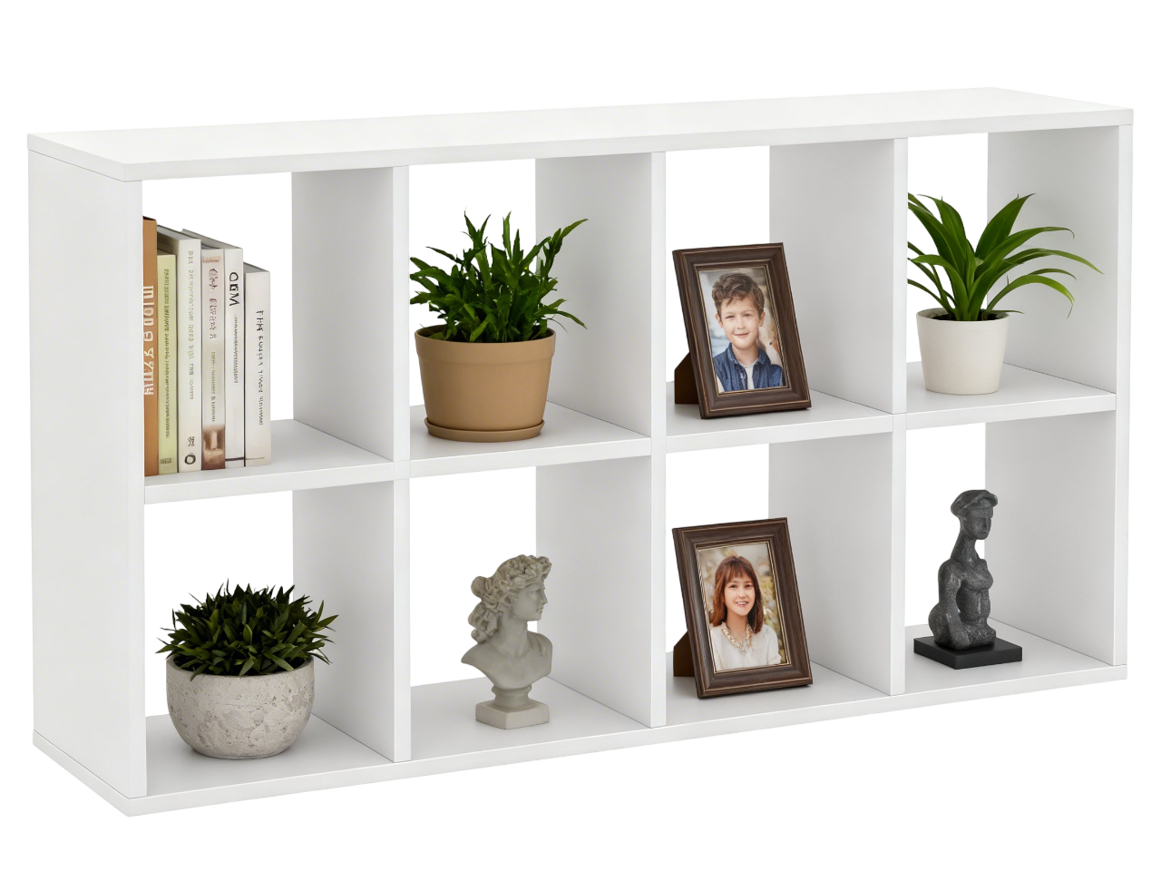 8 Cube Wooden Storage Boxes or Bookshelf – Large Floor Storage Organizer, Modern Cube Display Shelf for Books, Décor, and Office or Bedroom Use