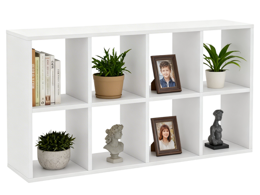 8 Cube Wooden Storage Boxes or Bookshelf – Large Floor Storage Organizer, Modern Cube Display Shelf for Books, Décor, and Office or Bedroom Use