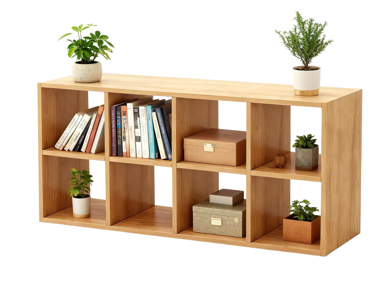 8 Cube Wooden Storage Boxes or Bookshelf – Large Floor Storage Organizer, Modern Cube Display Shelf for Books, Décor, and Office or Bedroom Use