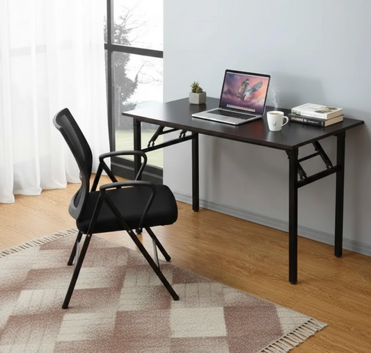 Multiple Color Options - Folding Desk 47.2 x 23.62" with Steel Frame and Scratch-Resistant MDF Top - Home, Study or Office