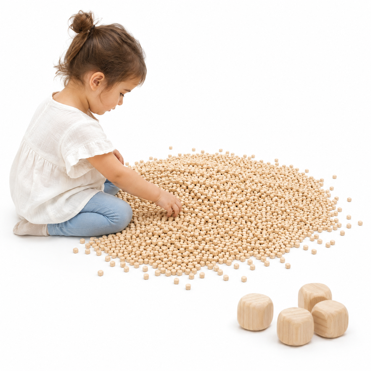 22lbs Natural Hinoki Cypress Wood Cubes for Children's Sensory Play - Calming & Tactile