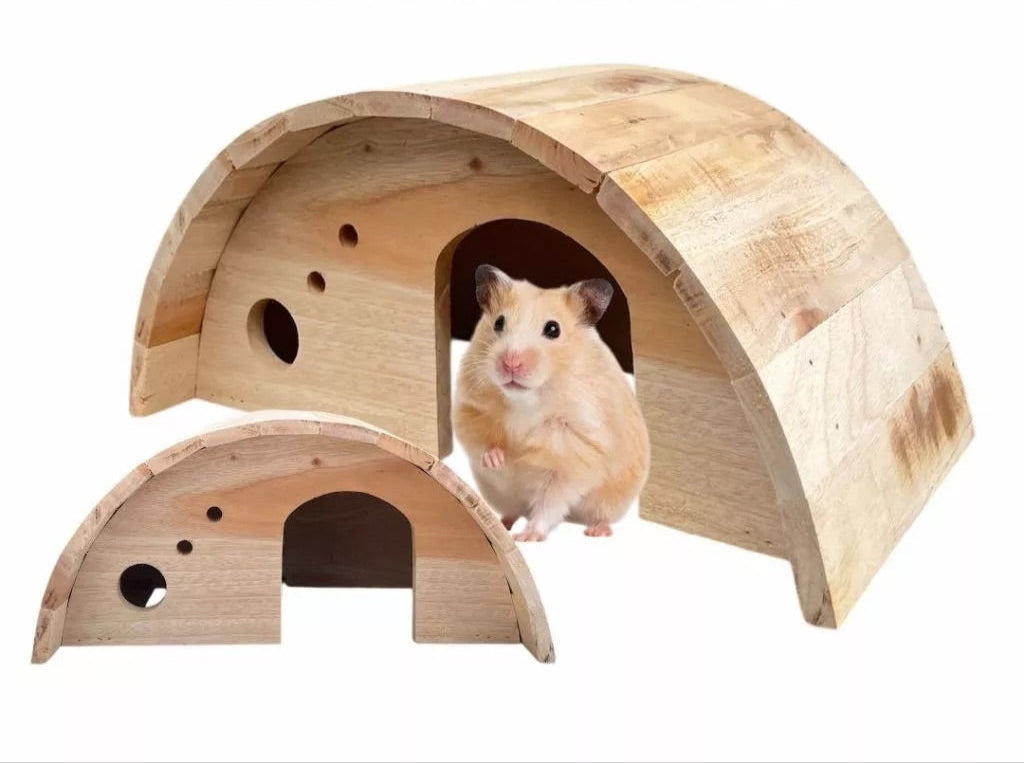 Natural Wooden Pet House – For Hamsters, Sugar Gliders, Hedgehogs & Guinea Pigs (Large Size)