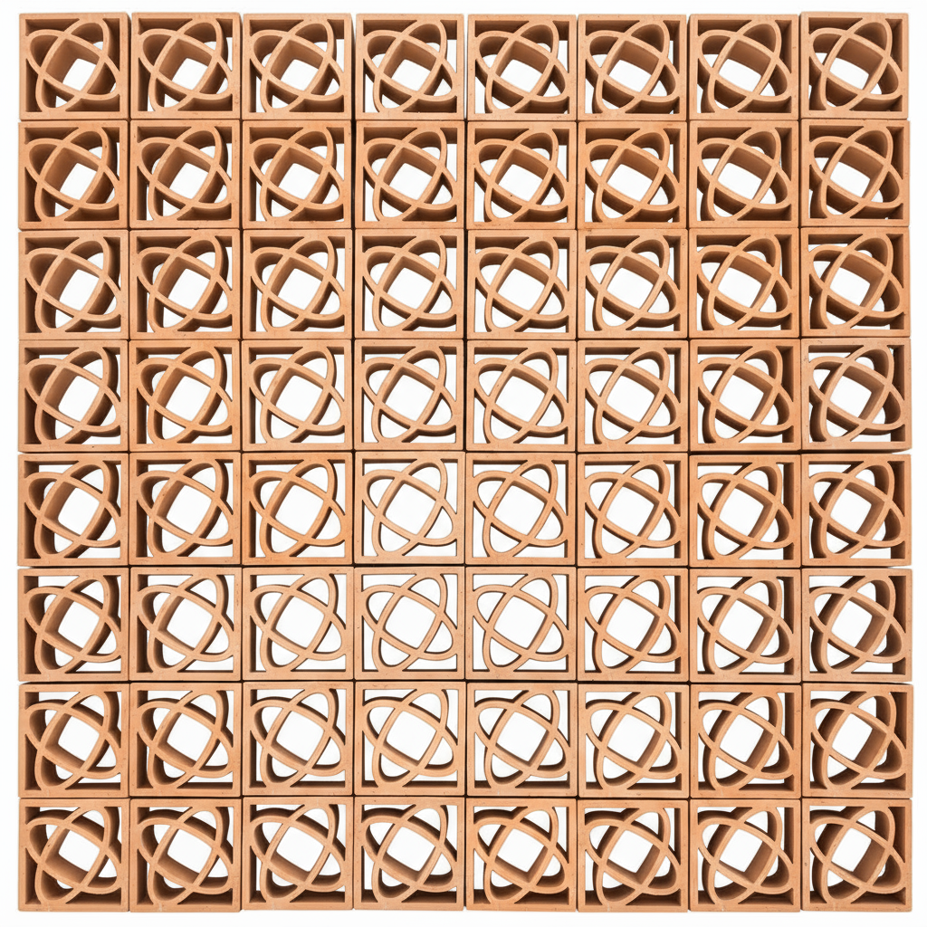 588 pieces Elipse 7.87 x 7.87" Terracotta Clay Decorative Open Air Tile / Brick for Internal or External Walls