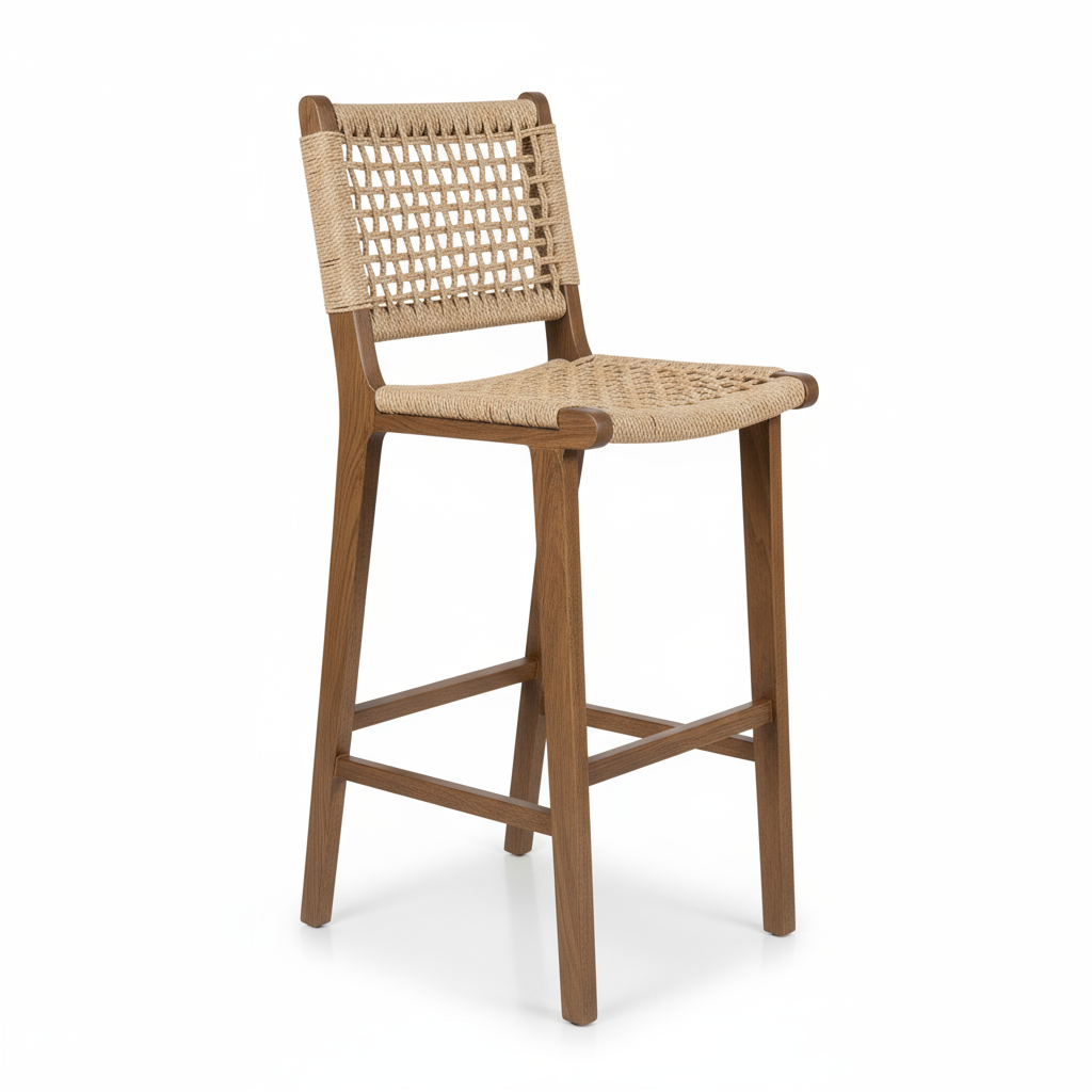 8 units Designer Bar Stool with Stylish Handwoven Sedge Comfortable Seat and Backrest