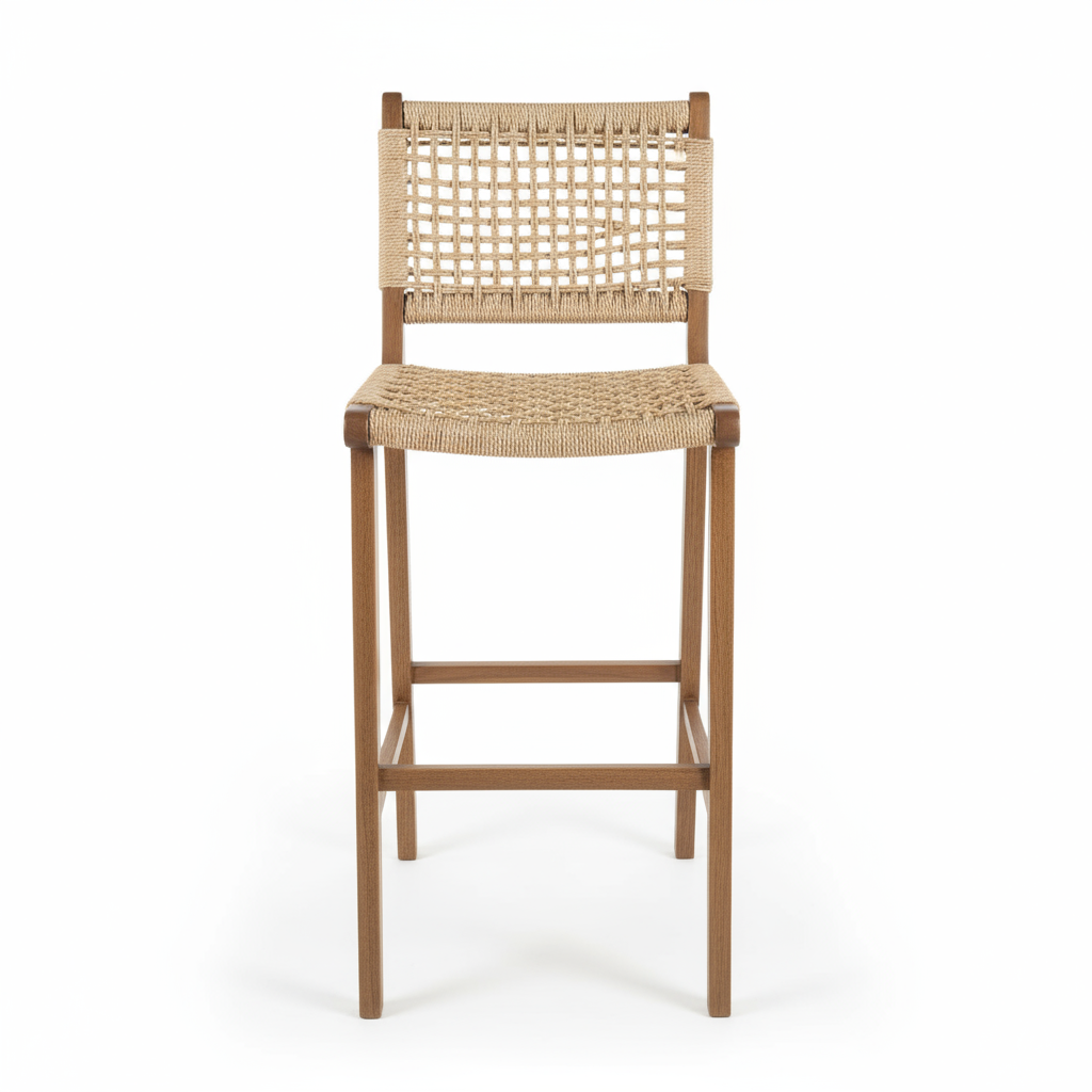 8 units Designer Bar Stool with Stylish Handwoven Sedge Comfortable Seat and Backrest
