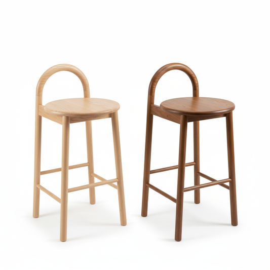 Arc Designer Bar Stool Solid Ash Wood in Multiple Colours