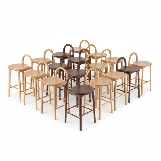 12 units Arc Designer Bar Stool Solid Ash Wood in Multiple Colours