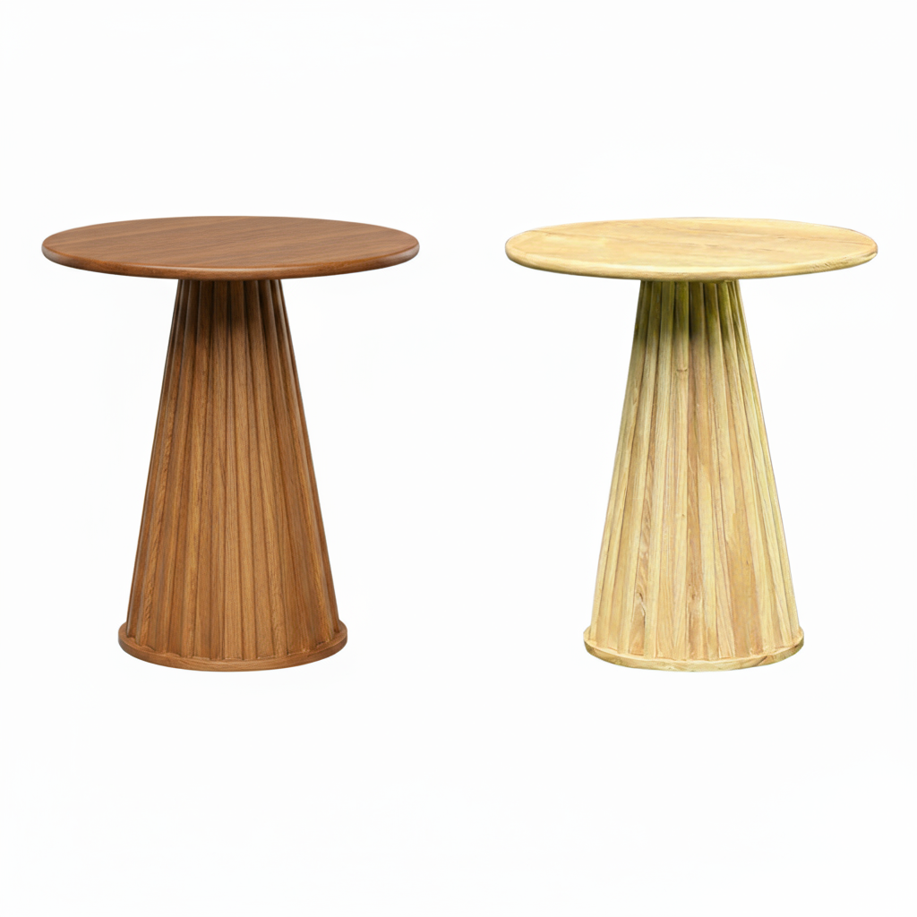 10 units Modern Circular Cafe, Dining or Work Table 23.6" Top - Ash Wood Hand-Finished