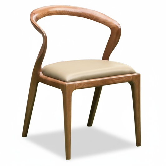 16 x Carved Solid Ash Wood Dining Chair with Swoop Backrest