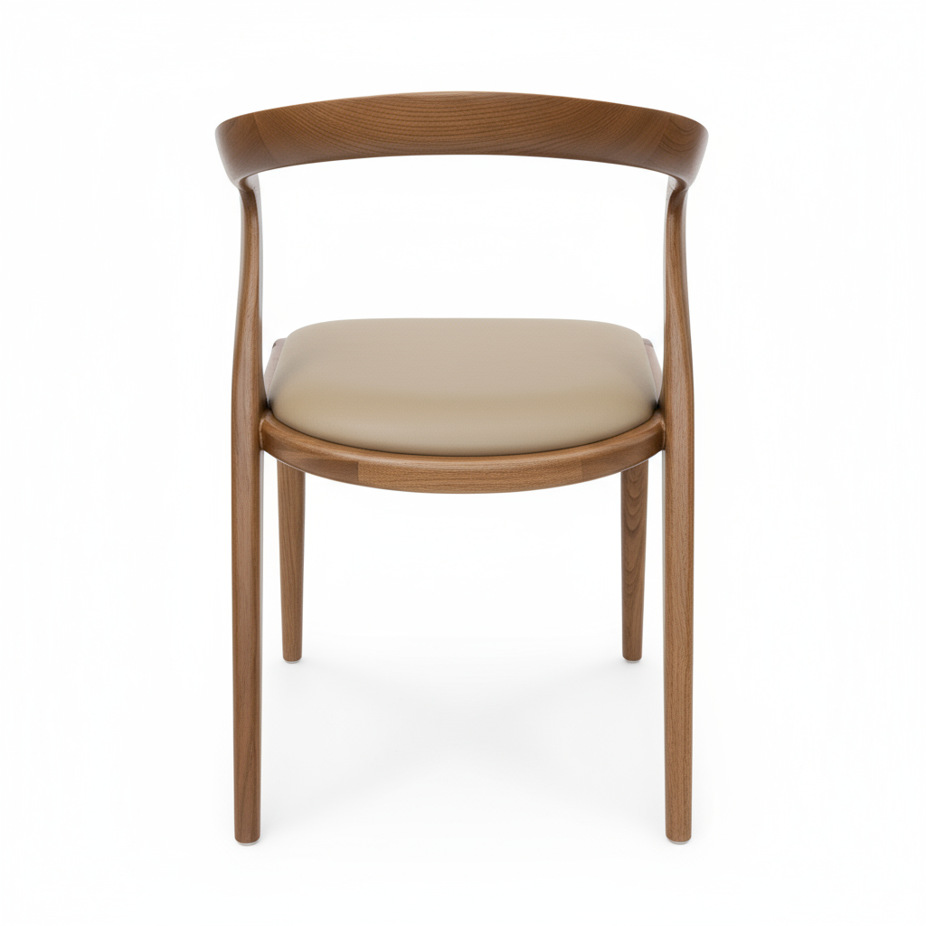 Carved Solid Ash Wood Dining Chair with Swoop Backrest - Multiple Color Choices